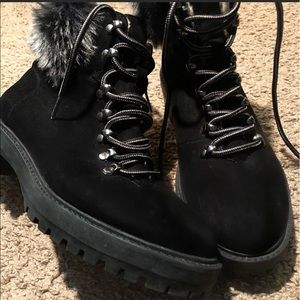 Women's Aaron Faux Fur Tipped Lace Up Winter Boots - Merona